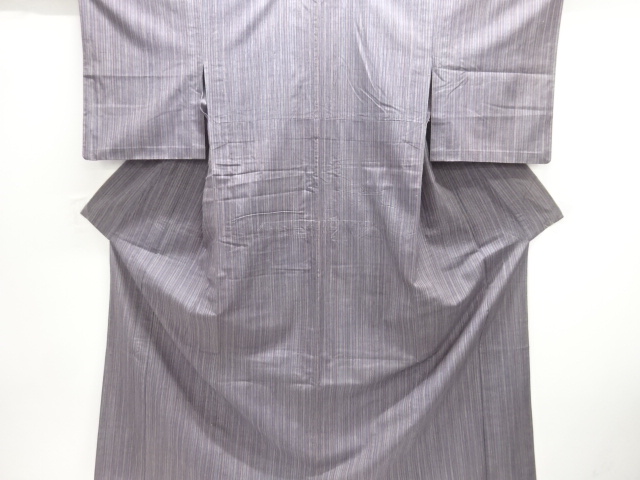 JAPANESE KIMONO / ANTIQUE HITOE KIMONO / SILK / TSUMUGI / WOVEN STRIPE